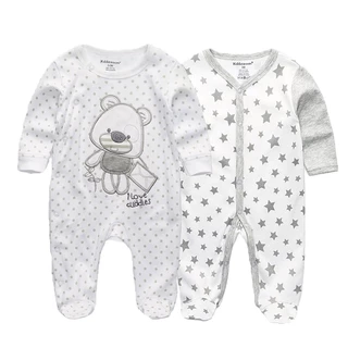 2pcs/Set Newborn Baby 100%Cotton Boy Girl Long Sleeve Baby Rompers Soft Baby Clothes
