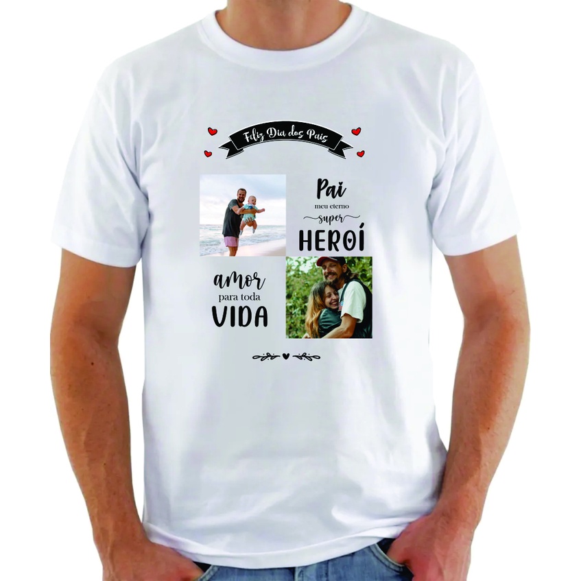Camiseta dia dos PAIS personalizada com foto | Shopee Brasil
