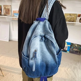 2022 nova mochila jeans feminina bolsa de viagem retrô bolsa escolar de estudante de grande capacidade para meninas adolescentes