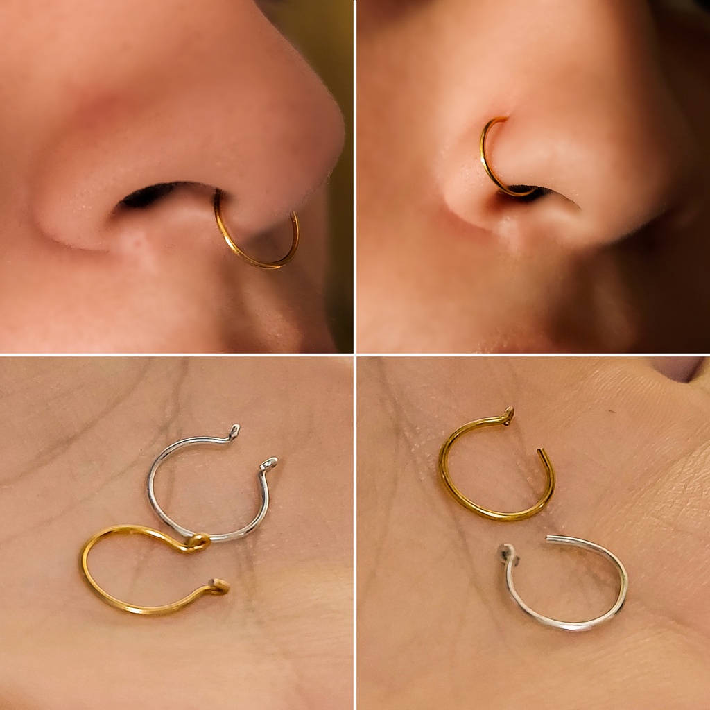 Piercing Argolinha Nariz Septo Falso Fake Preto Prata Dourado Aço Inox -  VISUJÓIAS