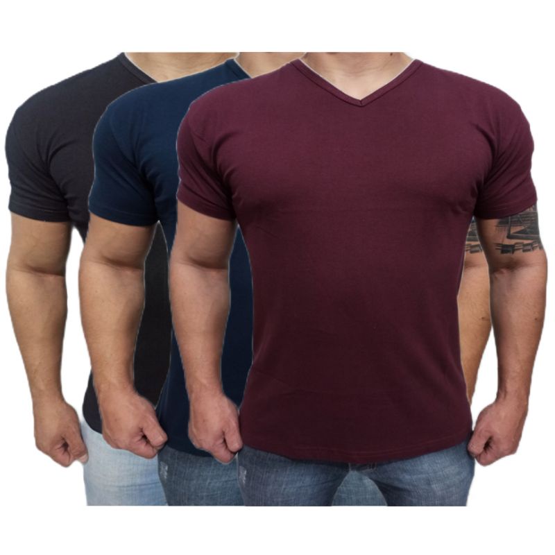 Camiseta Masculina Básica Slim Marron Tradicional Premium