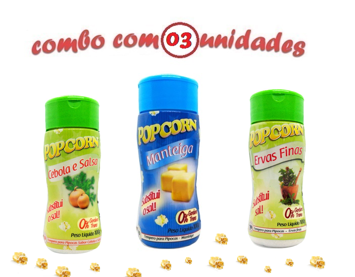 Tempeiros Popcorn - Sabor Manteiga, Cebola e Salsa e Ervas Finas - 3 unidades