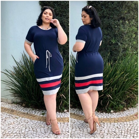 Vestido de malha com sales bolso