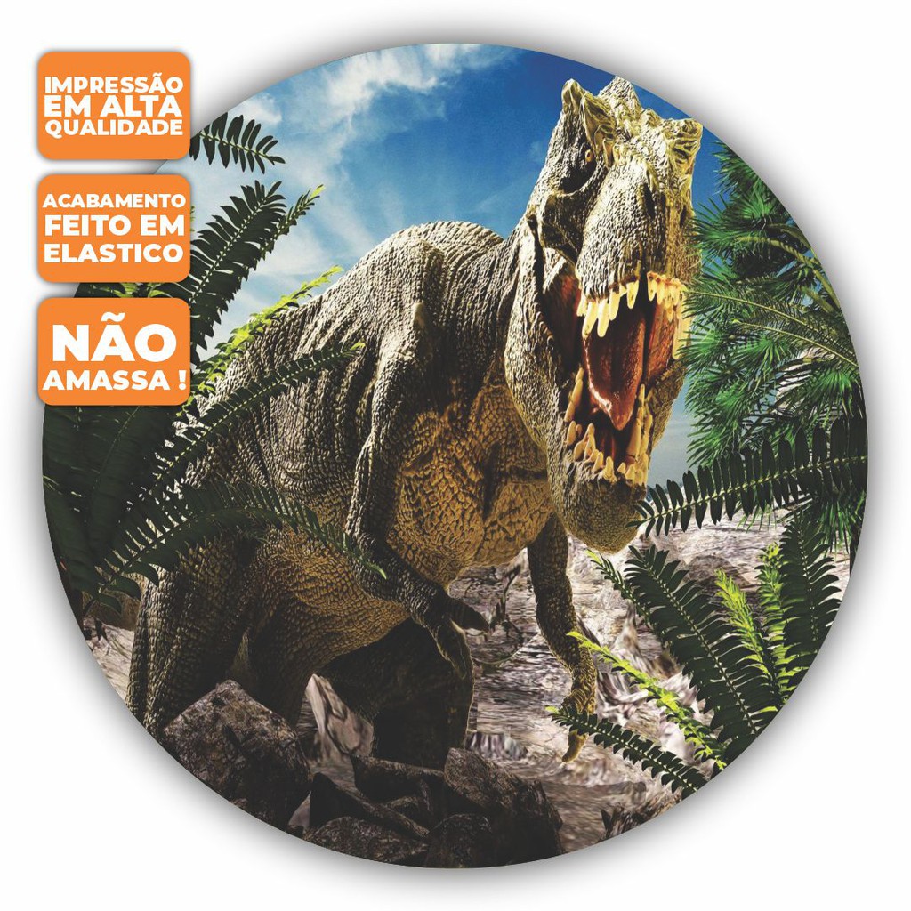 Painel De Festa Vertical + Trio De Capas Cilindro - Jurassic World Dinossauro  Rex Realista - Via Cores - Paineis de Festa