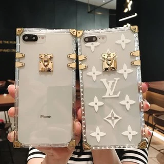 Marca Transparente Estojo De Moda Quadrado De Celular Macio Com Canto Metálico Compatível Para iPhone 14 13 12 11 PRO Max Xs XR Xsmax 6s 7 8 Plus 11Pro 12Pro 13Pro 14 mini Tampa De Caixa