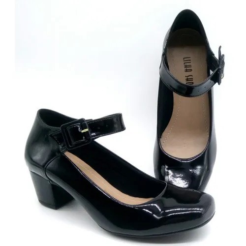 Sapato boneca preto salto hot sale baixo