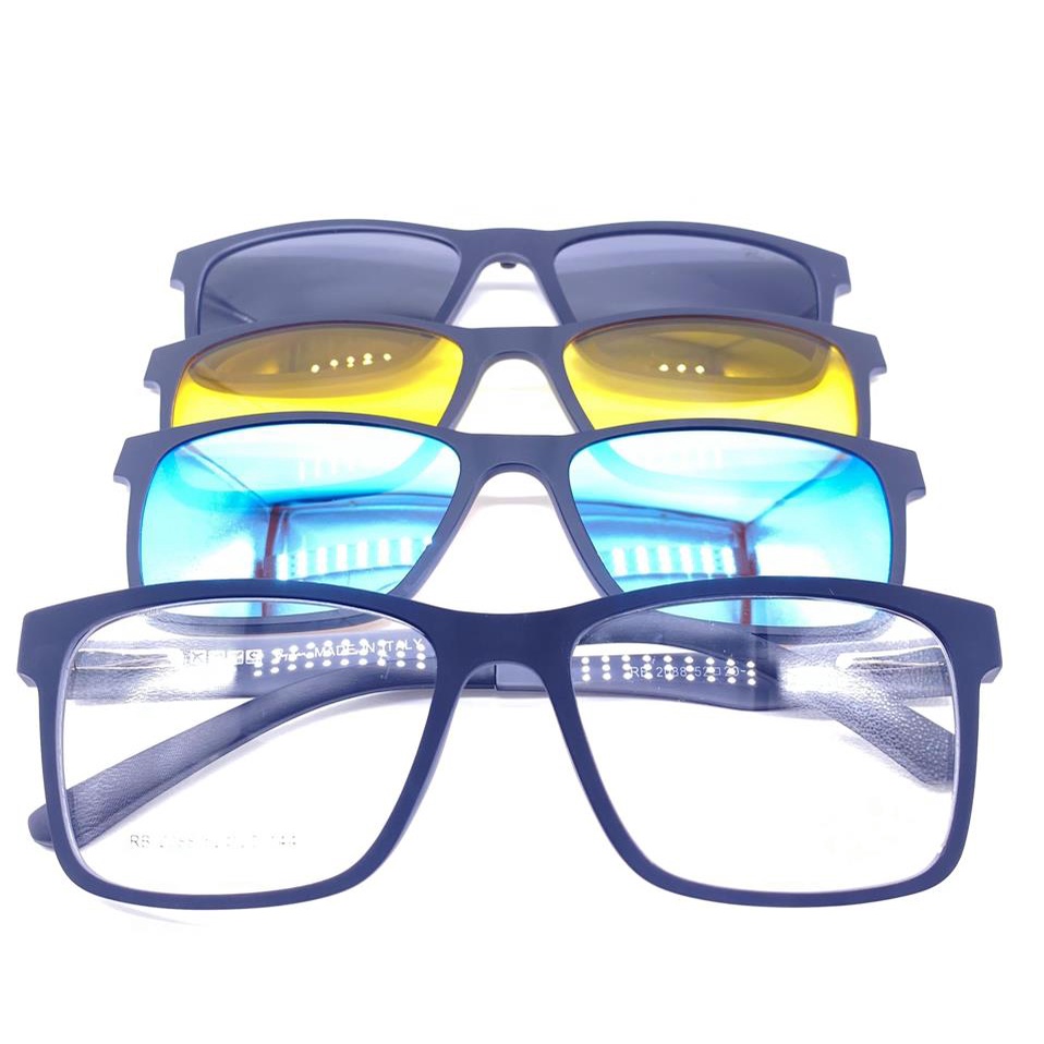 Armacao de Óculos Clip On A-RB- 2088 -8 4 Lentes - Preto/Cinza