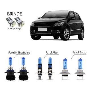 Par Lampadas Brancas 8500k Farol Milha/ Alto/baixo Vw Gol G5