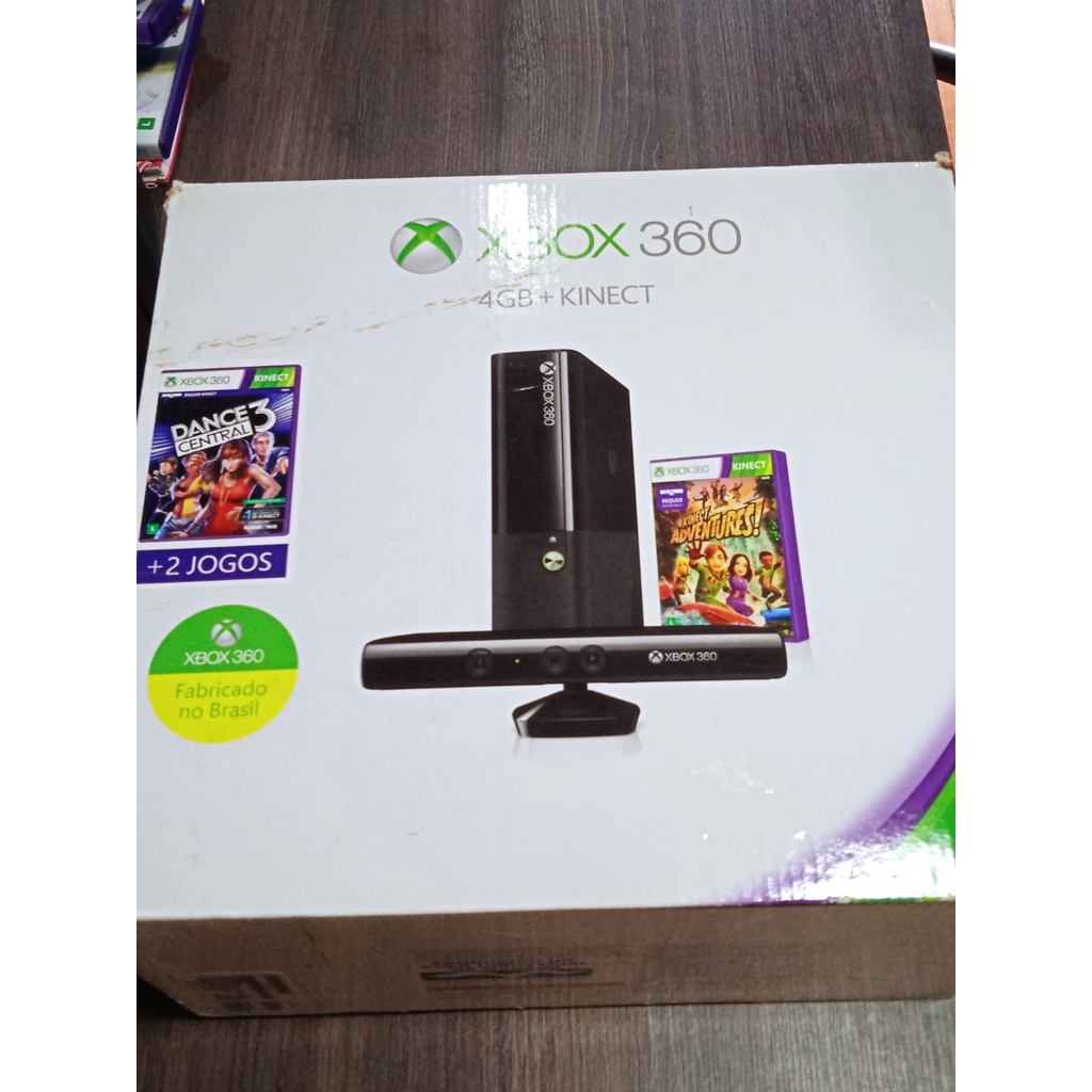 Microsoft Xbox 360 Super Slim 4gb Standard Desbloqueado + Kinect + 2  Controles + 1 Jogo