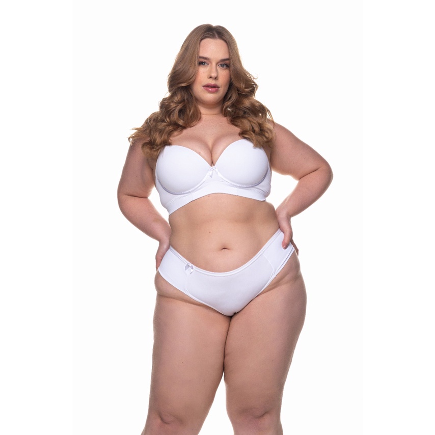 Conjunto Lingerie Plus Size Sutiã Reforçado Calcinha Lateral Larga Marisa  Moda Íntima Feminino Blogueira Tamanho Maior