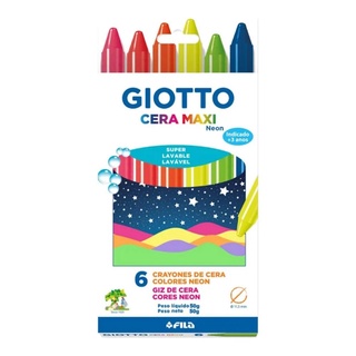 Giz de Cera Escolar Jumbo GIOTTO Neon com 6 cores