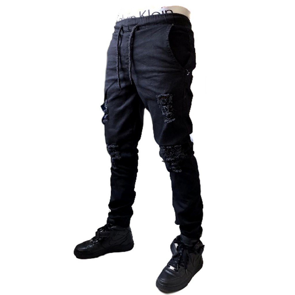 Calça jeans jogger masculina 2024 preta