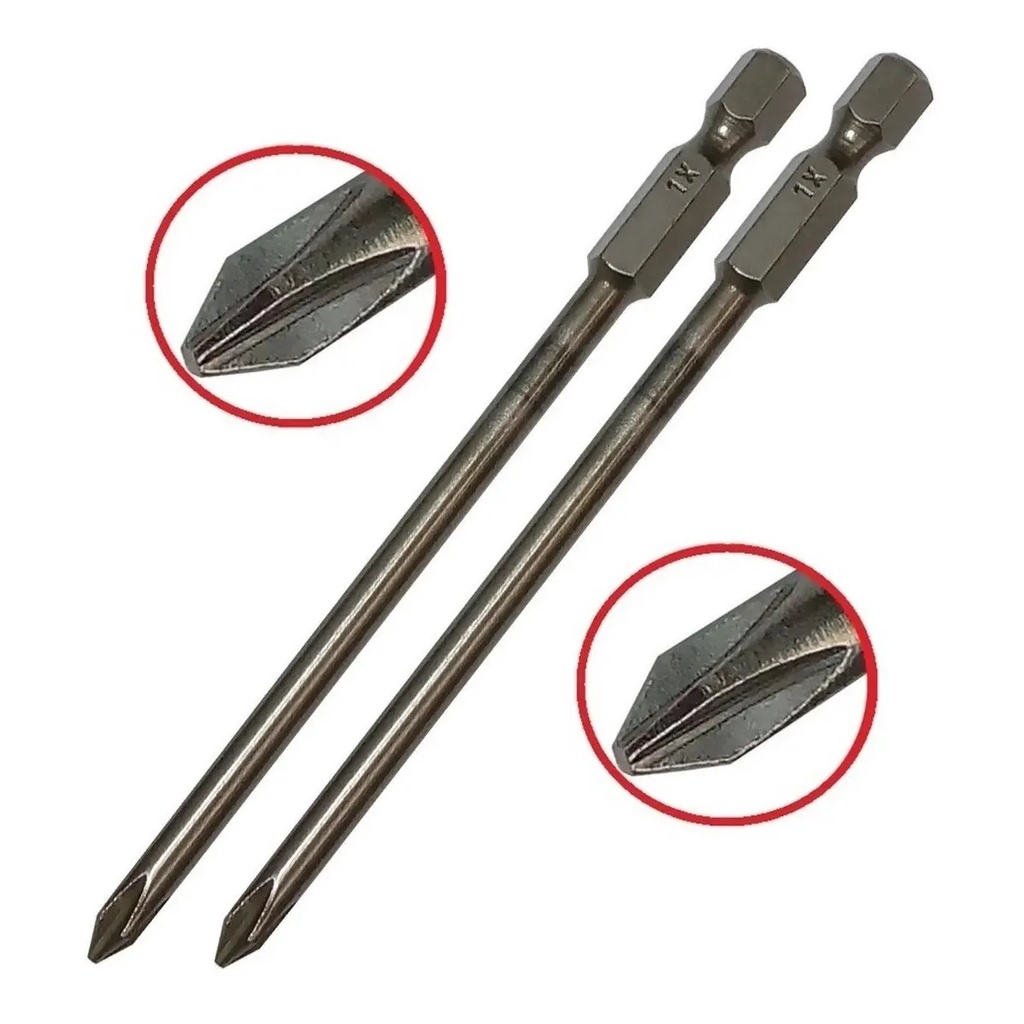 2 Bits Phillips Precisão Ph1 100mm Alta Dureza Profissional-