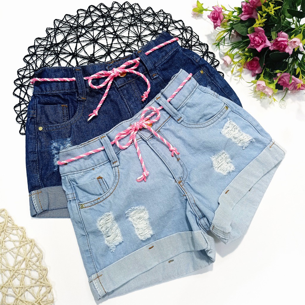 Short jeans infantil feminino sales desfiado