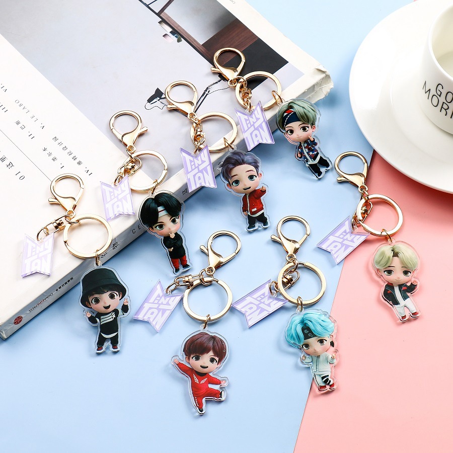 1 Pçs Coreia BTS Personagens Acrílico Chaveiro JIN SUGA JUNG KOOK