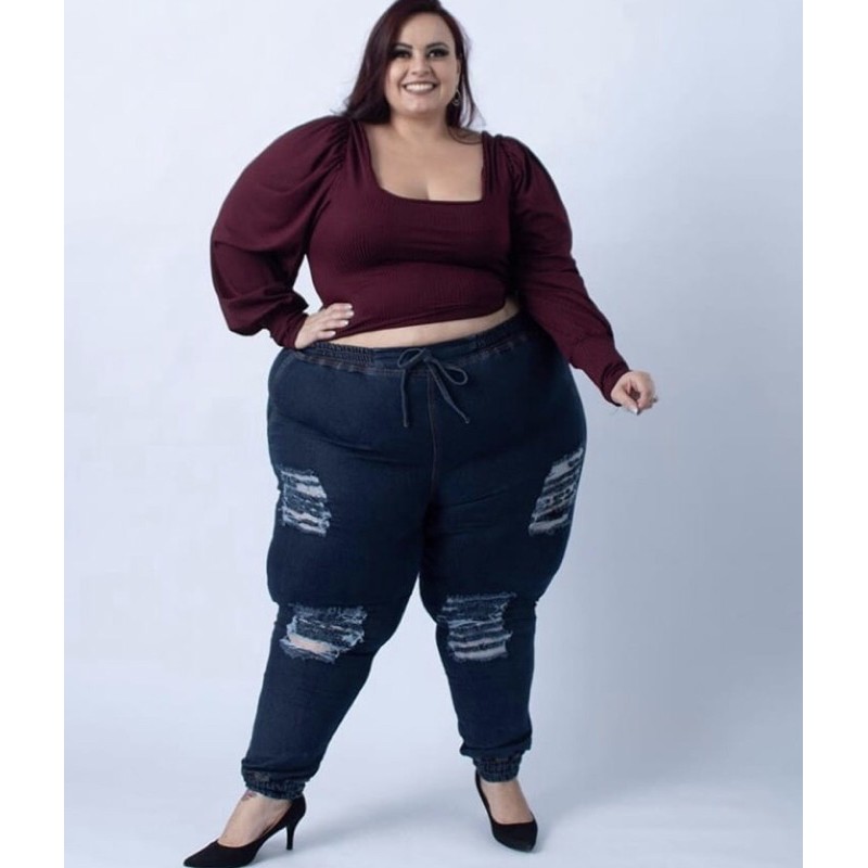 Calça Jogger Jeans Plus Size