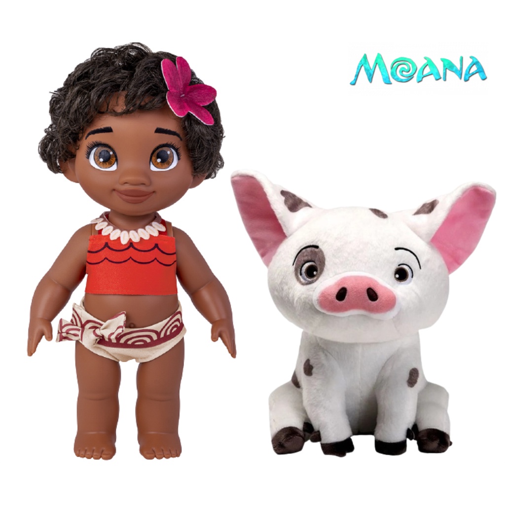 Brinquedo Boneca Princesa Moana 45cm e Porquinho Pua 8cm Disney em