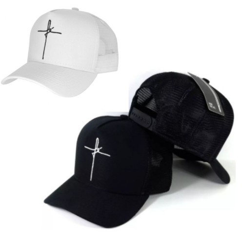 Bone Masculino Fé Aba Curva Unissex Trucker Você Escolhe A Cor