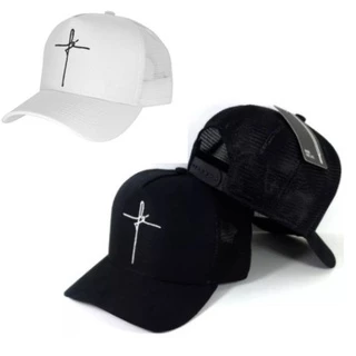 Bone Masculino Fé Aba Curva Unissex Trucker Você Escolhe A Cor