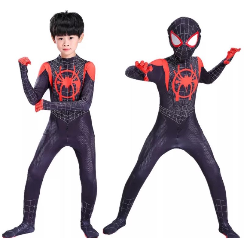 Fantasia infantil Homem-Aranha Miles Morales Ultimate Traje Cosplay Lu