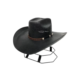 Chapéu Country Preto Importado Mexicano Original Pralana Palha Bangora Aba 12 cm Rodeio | Ref.: 13563