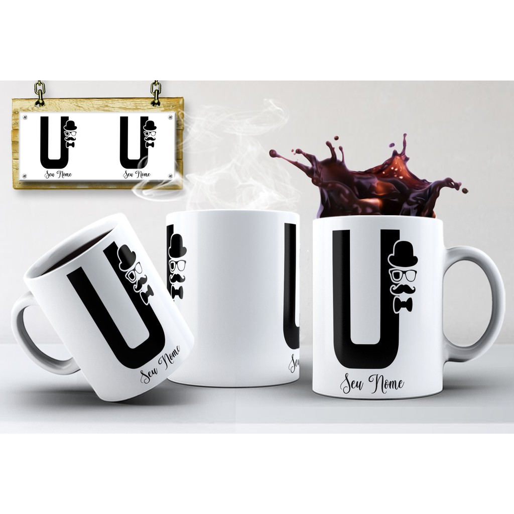 Caneca Alfabeto Masculino Personalizada COM SEU NOME - TEMOS TODAS AS LETRAS