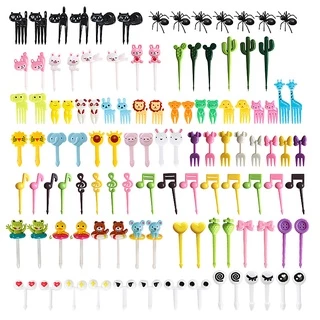 Garfo De Frutas Animais Grau Alimentício Mini Desenho Animado Plástico Bolo Infantil Palito Bento Almoço Acessórios Decoração De Festa