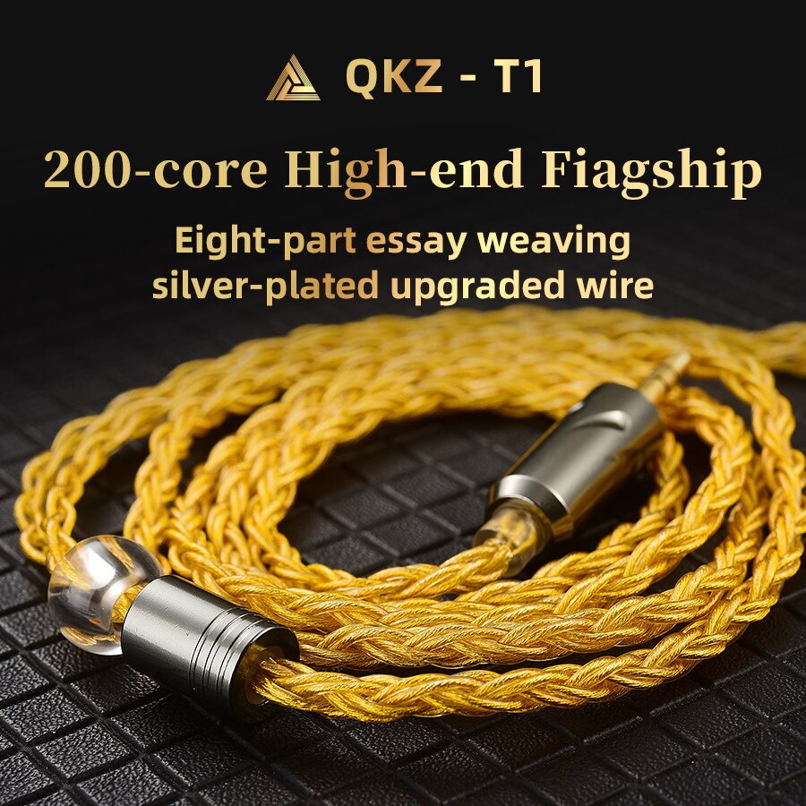 QKZ T1 8 Núcleo TC Prata Banhado A MMCX Hifi Fone De Ouvido Cabo