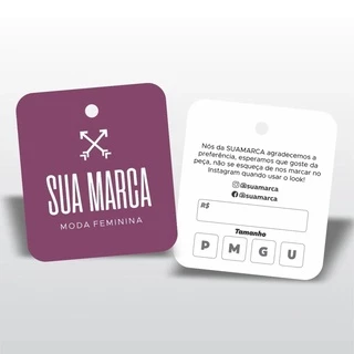 Mini tag etiquetas personalizada para roupas - Cantos arredondados - 1000 un