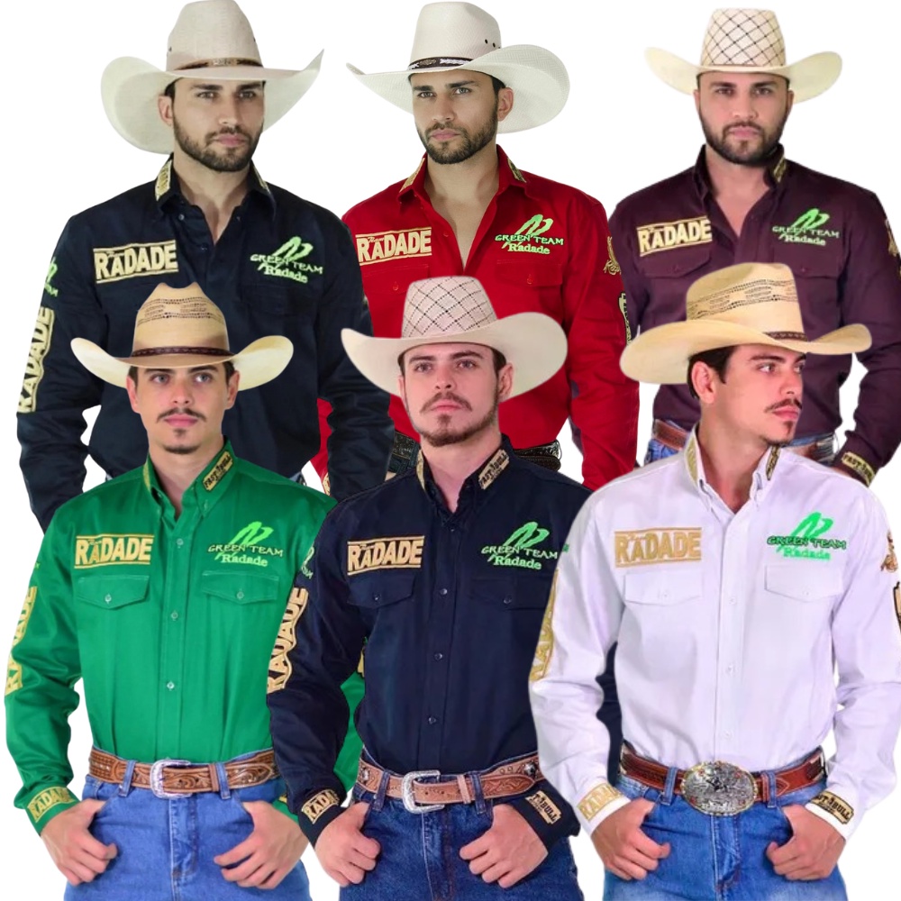Camisa Radade Masculina Green Team Original Country para Rodeio ...