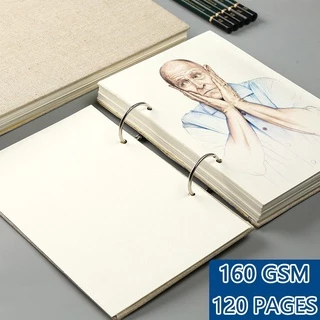 160 GSM Professional Spiral Sketchbook 8K/16K/32K Recargas De Papel De Esboço Capa Dura De Linho , 120 Páginas Carta Para Cadernos Arte & Material Escolar