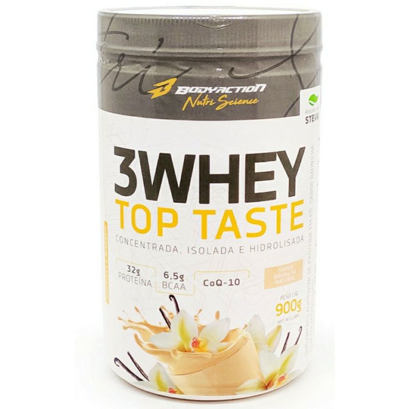 Whey Protein 3 Whey Top Taste Concentrado, Isolado e Hidrolisado 900g – BodyAction Promoção Imperdivél