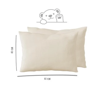 Kit 2 Fronhas 40cm x 60cm Kids Malha 100% Algodão Lisa Cru Arrumadinho Enxovais