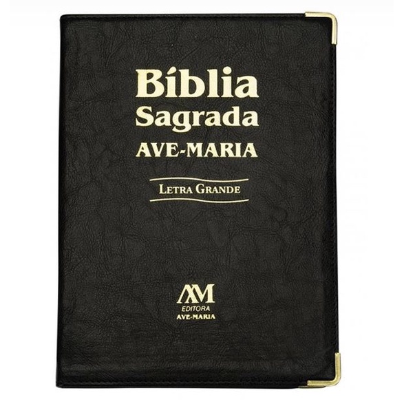Biblia Sagrada Letra Grande/Gigante Ave Maria Preta - Ideal para Idoso ...