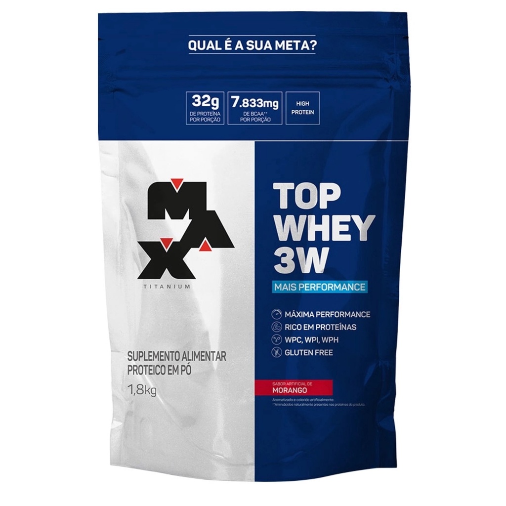 Suplemento em pó Top Whey 3W 1,8Kg proteínas Max Titanium