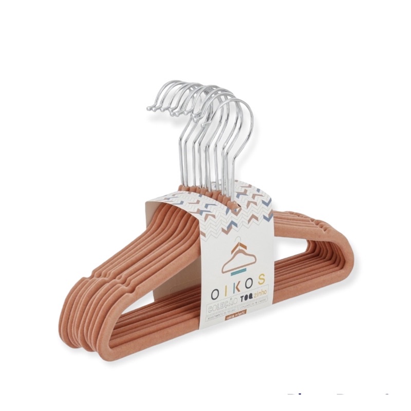 Cabide De Veludo Infantil Rosa Kit Com 10 Unidades - Oikos | Shopee Brasil