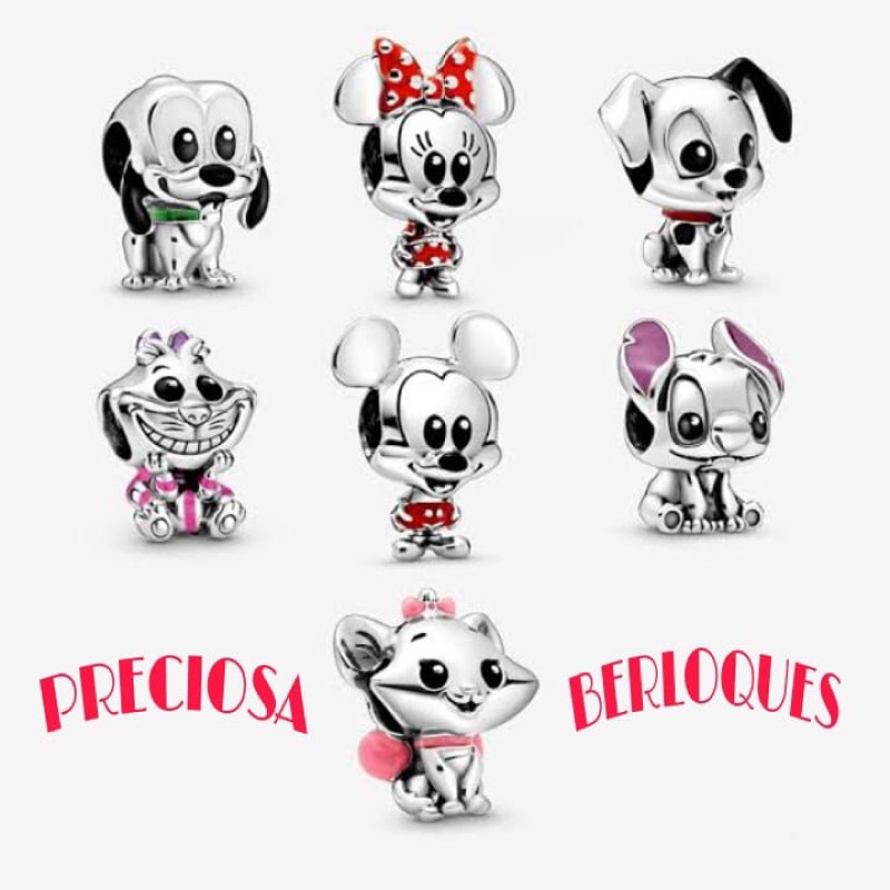 Berloques linha disney baby minnie mickey gatinha marie stitch pluto gato da alice/ estilo pandora vivara life