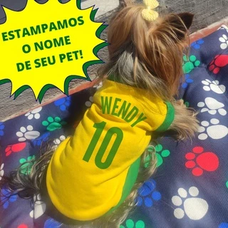 Roupinha Para Pet Personalizada Brasil Copa Do Mundo Gato E Cachorro!