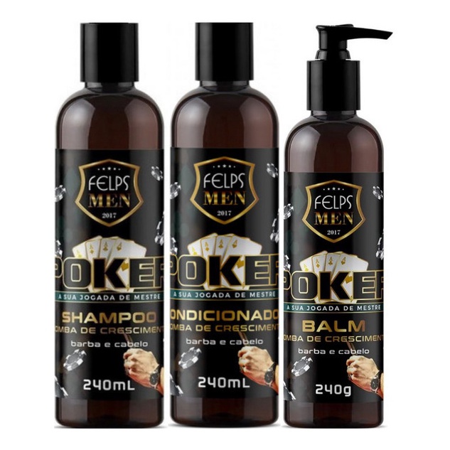 Kit Felps Men Poker - Shampoo + Condicionador + Balm 240ml