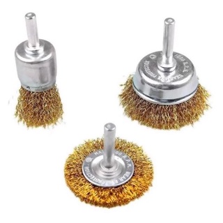 Escova De Aço Circular Com Haste 6 Mm Kit Com 3 Peças Mtx