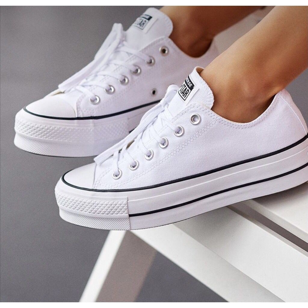 Tênis All Star Converse Plataforma Couro Branco / Preto - Feirão