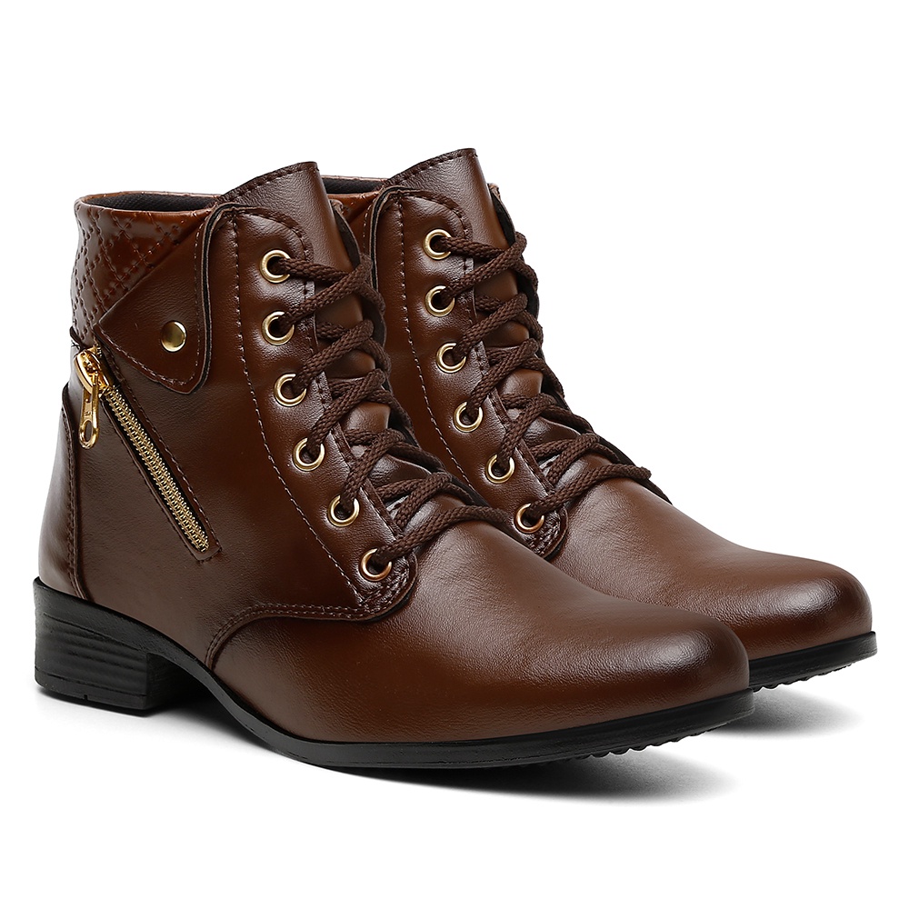 Bota Coturno Feminino Blogueira Couro Legitimo Shopee Brasil