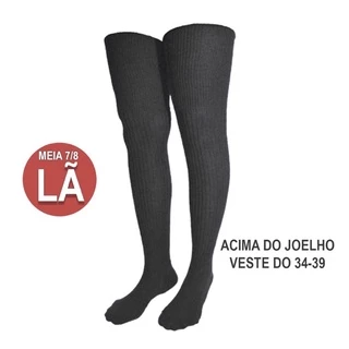 01 Par de Meia Inverno Grande Frio7/8 Alta com Punho 34 ao 39
