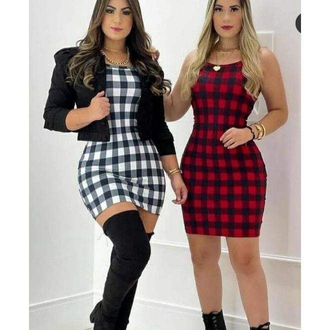 Vestido midi xadrez feminino roupas de verão 2022 manga longa