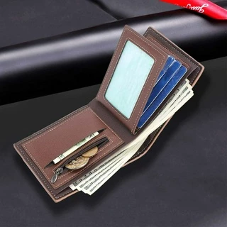 Novos Homens Carteira Curta Moda Carteira de Couro Costura Carteira Horizontal Carteira com Zíper Bolsa de Moedas