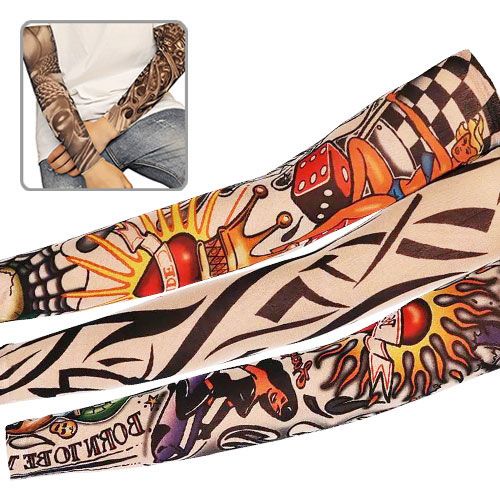 Kit c/6 ou 12 ou 24 Pares Meia Tatuagem de Braço ou Perna Manguito Proteção solar e Estilo Tattoo Tecido Lavável