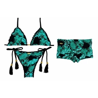 Kit Mãe & Filho Biquíni de Amarrar Empina Bumbum Mais Sunga Infantil Moda Praia