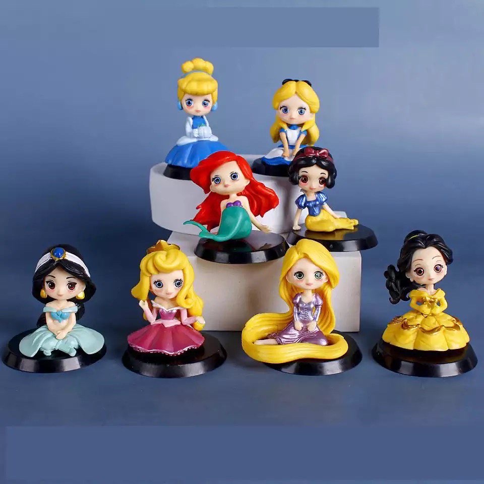 Cinderela Rapunzel Branca de Neve Bela Princesas Disney Action Figures Conjunto completo Bonecas