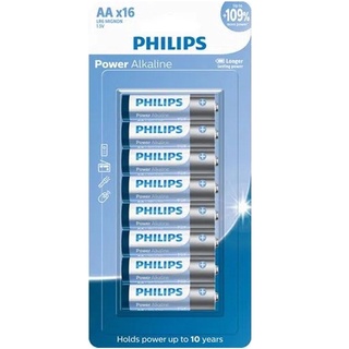 Pilhas Alcalinas Philips AA Pequena Cartela Com 16 Unidades tipo Cilindrico modelo AA Comum Normal duração aos seus aparelhos