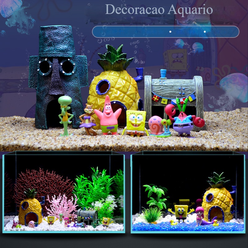 Bob Esponja Anime Acrílico Bonecas para Crianças, Fish Tank Ornaments,  Modelos de Personagem, Decoração De Bolo, Enfeites De Carro, Brinquedo